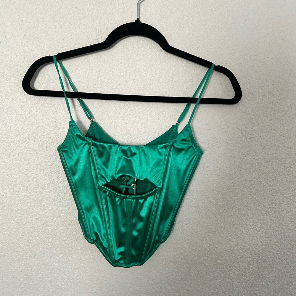 Green Satin corset